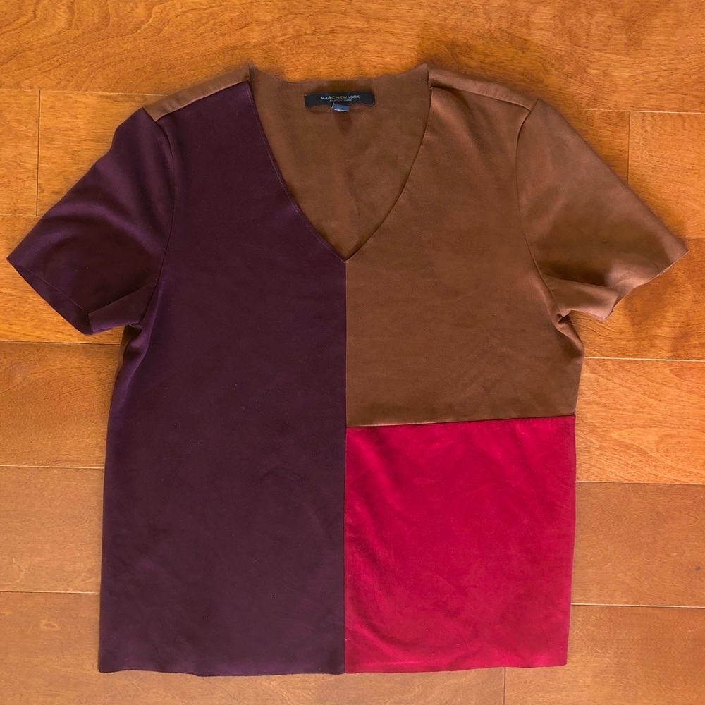 Tricolored Faux Leather Shirt